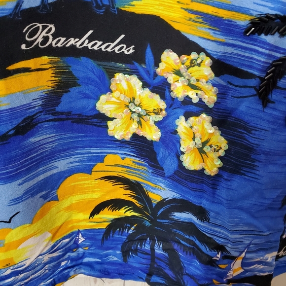 Club Z Collection Blue Tropical Palm Tree Dress - Picture 4 of 11